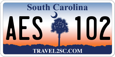 SC license plate AES102
