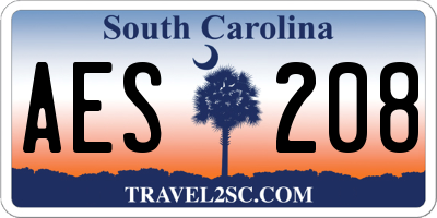 SC license plate AES208