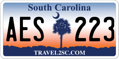 SC license plate AES223