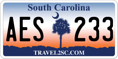 SC license plate AES233