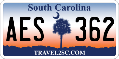 SC license plate AES362