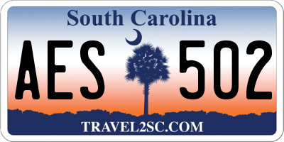 SC license plate AES502