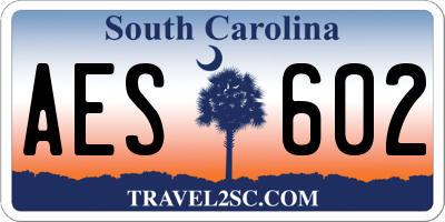 SC license plate AES602