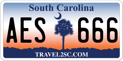 SC license plate AES666