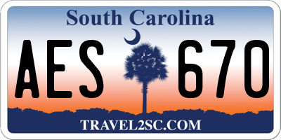 SC license plate AES670