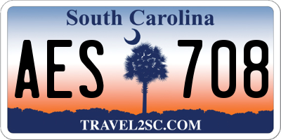 SC license plate AES708