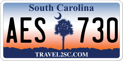 SC license plate AES730