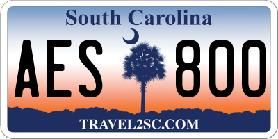SC license plate AES800