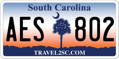 SC license plate AES802