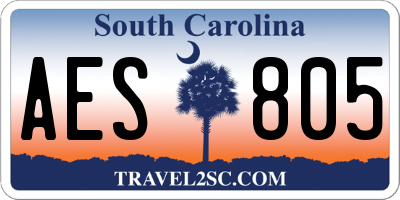 SC license plate AES805