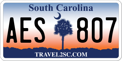 SC license plate AES807
