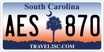 SC license plate AES870