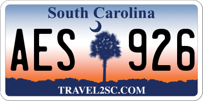 SC license plate AES926