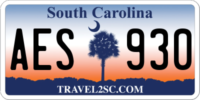 SC license plate AES930