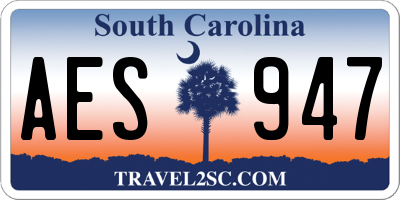 SC license plate AES947
