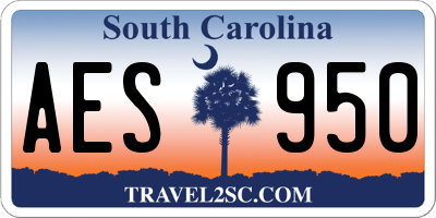 SC license plate AES950