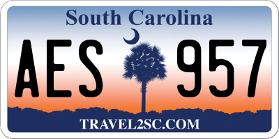 SC license plate AES957