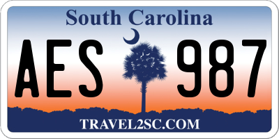 SC license plate AES987