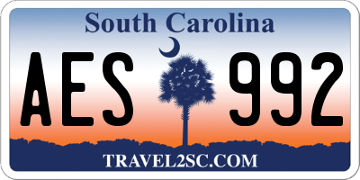 SC license plate AES992