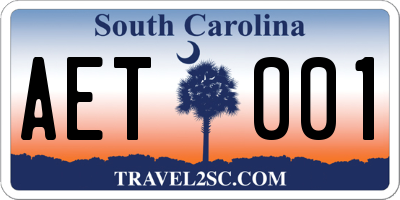 SC license plate AET001