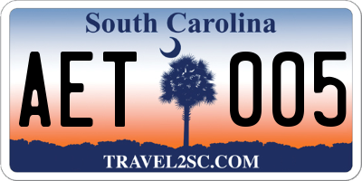 SC license plate AET005