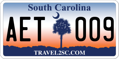 SC license plate AET009