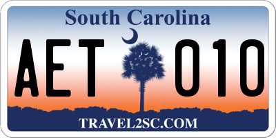 SC license plate AET010
