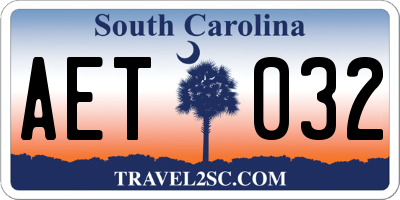 SC license plate AET032