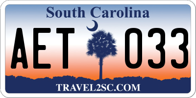 SC license plate AET033