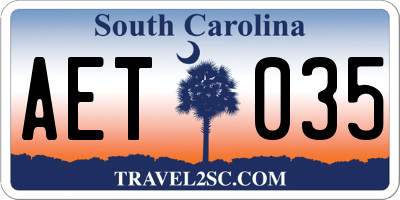SC license plate AET035
