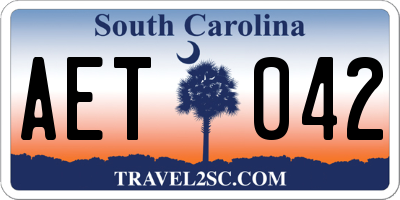 SC license plate AET042