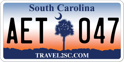 SC license plate AET047