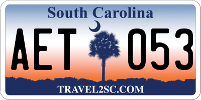 SC license plate AET053