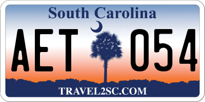 SC license plate AET054