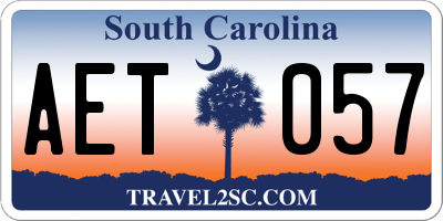 SC license plate AET057