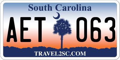 SC license plate AET063