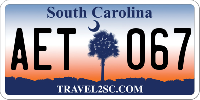 SC license plate AET067