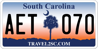SC license plate AET070