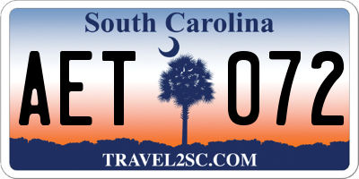 SC license plate AET072