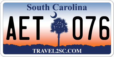 SC license plate AET076
