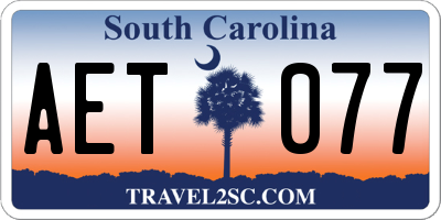 SC license plate AET077