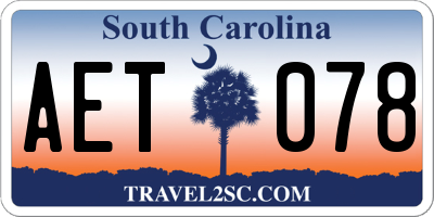 SC license plate AET078