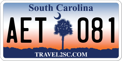 SC license plate AET081