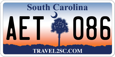 SC license plate AET086