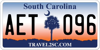 SC license plate AET096
