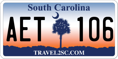 SC license plate AET106