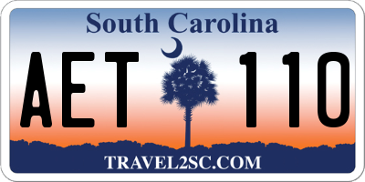 SC license plate AET110