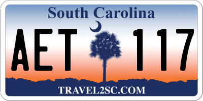 SC license plate AET117
