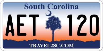 SC license plate AET120