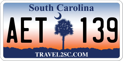 SC license plate AET139